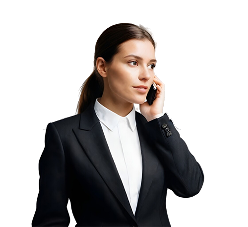 Professional Businesswoman in Black Suit Using Mobile Phone: Free PNG Image