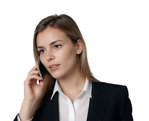 Modern Businesswoman in Black Suit with Mobile Phone: Free PNG Image