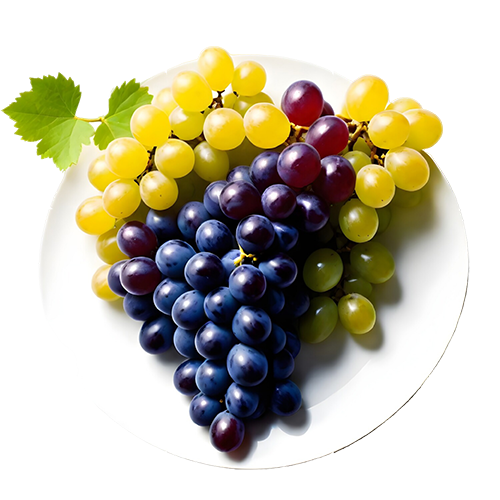 Plate of Fresh Green and Red Grapes: Free PNG Image
