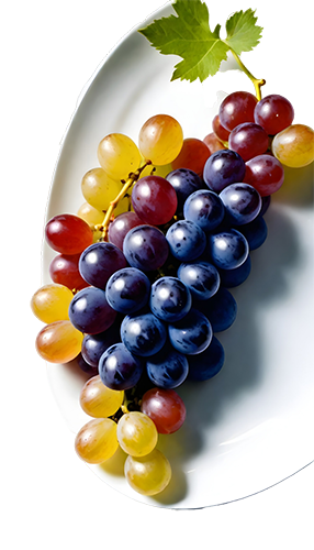 Vibrant Green and Red Grapes on Plate: Free PNG Image