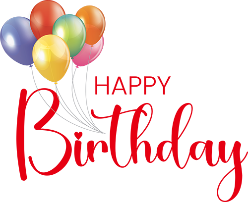 Cheerful Happy Birthday Text with Balloons: Free PNG Image