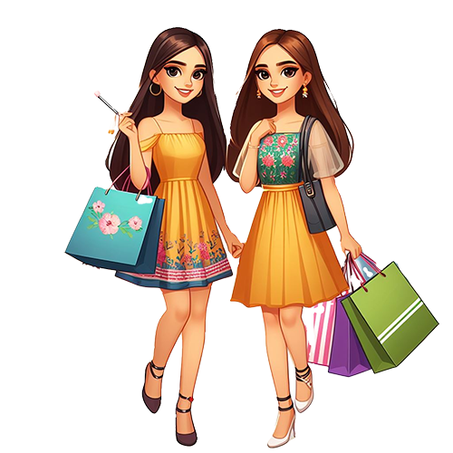 Free PNG Cartoon of Indian Girls After Shopping | FreePNG.ne