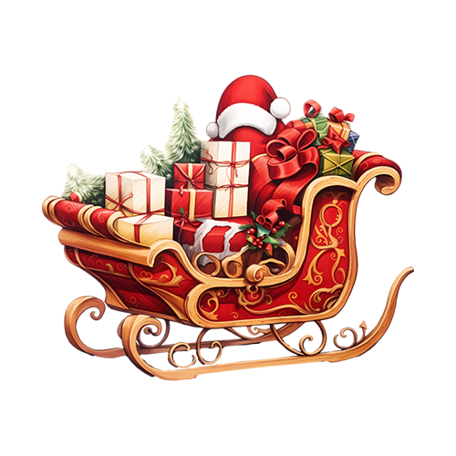 Red and Gold Sleigh PNG - Free Festive Christmas Decoration Image