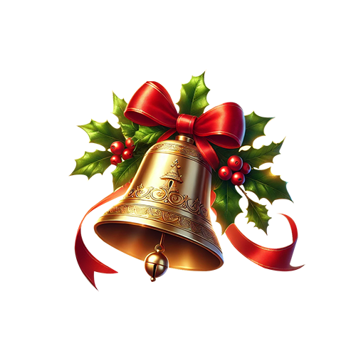 Festive Christmas Bell PNG - Free Transparent Background Image