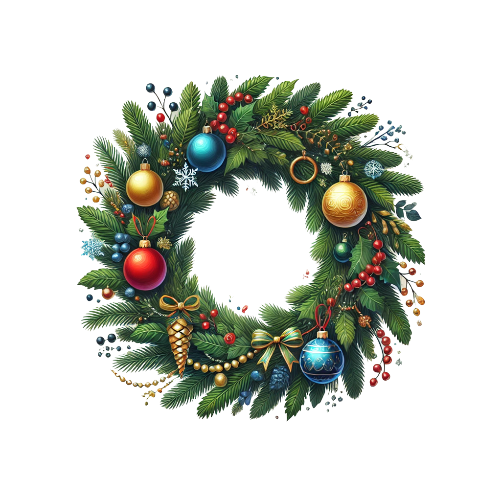 Festive Christmas Wreath with Colorful Ornaments | Holiday Decoration