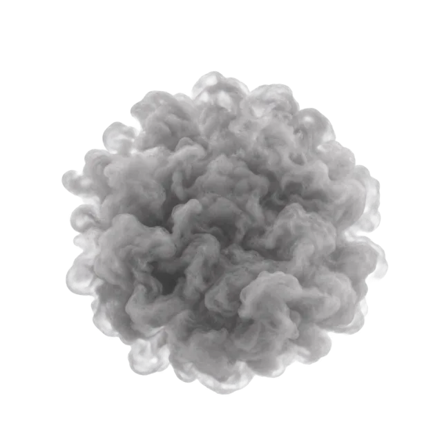 Rounded gray smoke cloud with dense overlapping billows