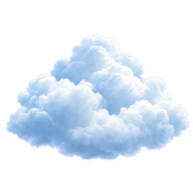 Rounded cloud with billowing white tops and soft blue shading
