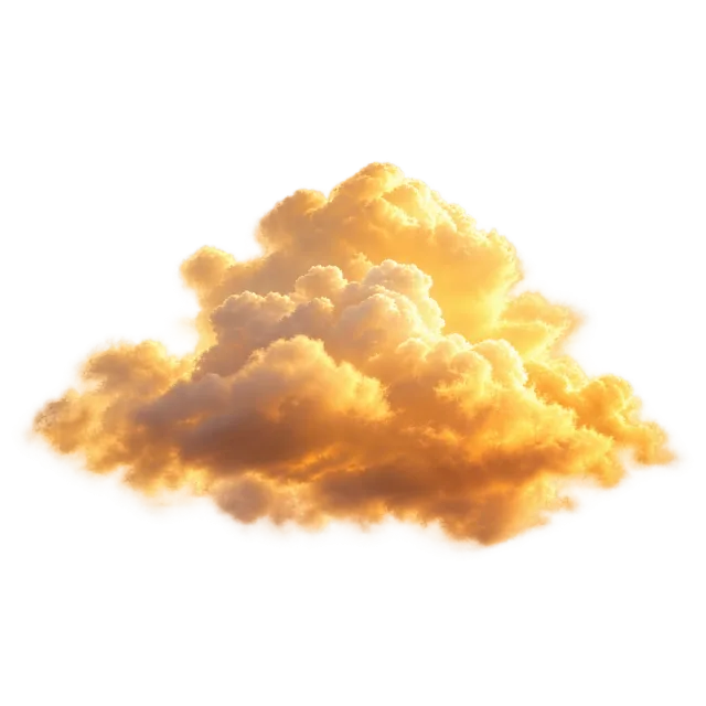 Billowing cloud shaded in golden yellow and warm orange