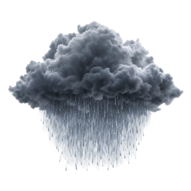 Dense dark cloud releasing a thick curtain of fine rain streaks