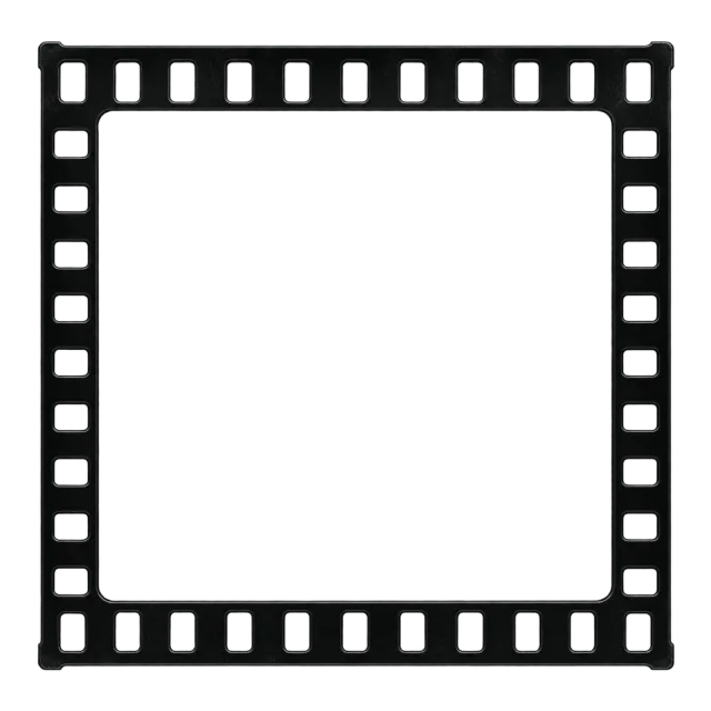 Square black filmstrip-style border with evenly spaced rectangular perforations