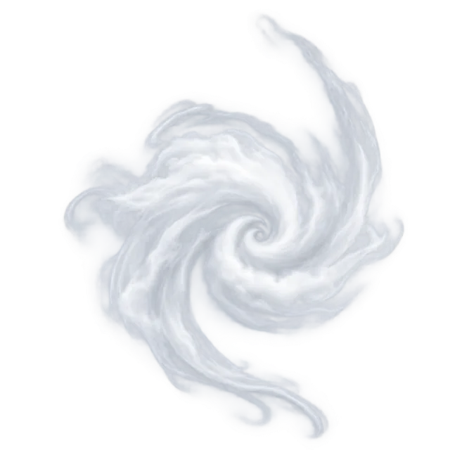 Pale mist spiraling around a soft center with long flowing wisps