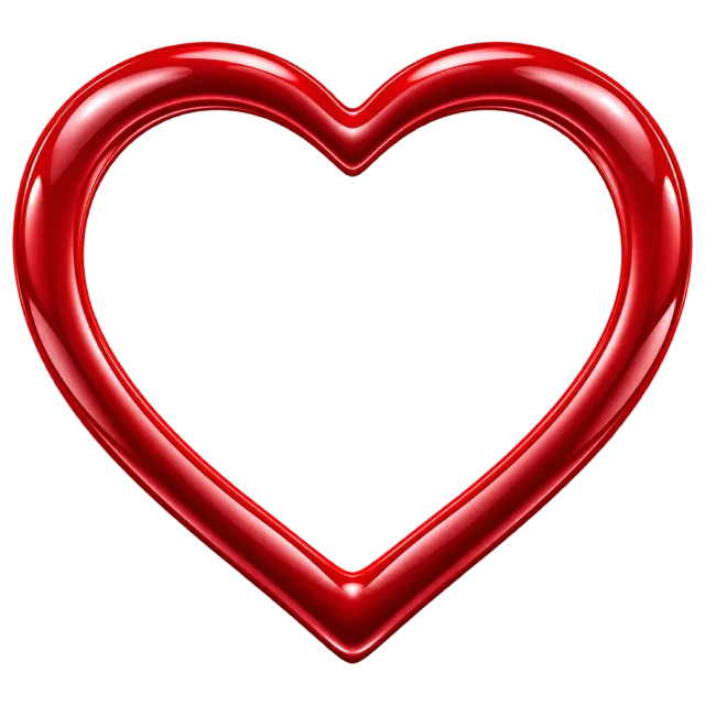 Thick glossy red heart-shaped frame with a smooth rounded edge