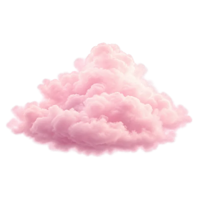 Billowing pink cloud with pale rose highlights and deeper pink shadows