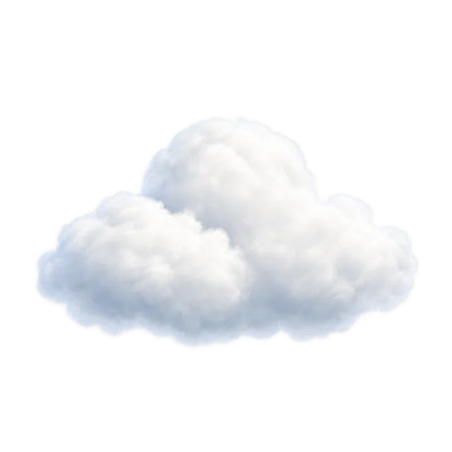 Compact white cloud with three rounded billows and pale blue shading