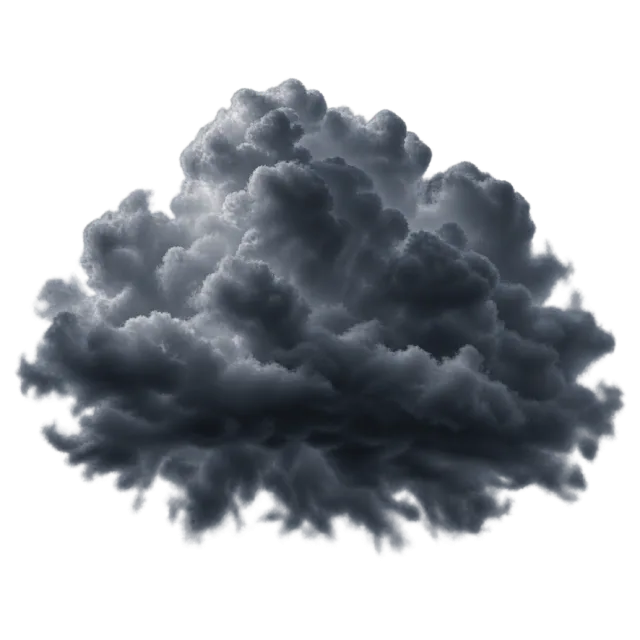 Heavy dark charcoal cloud with layered billows and ragged lower wisps