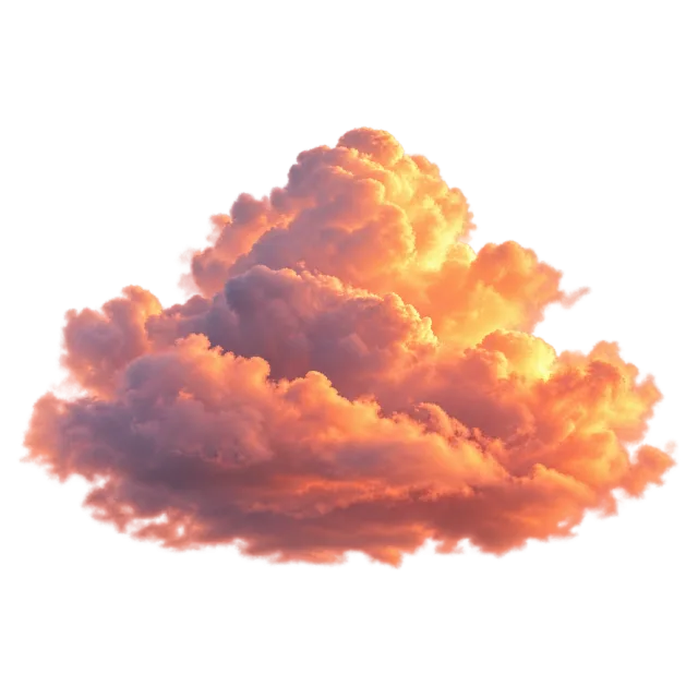 Towering cloud with golden highlights and deep peach-pink shadows