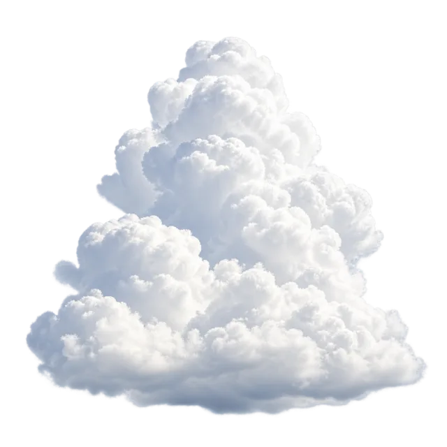 Tall white cloud formation with stacked billows above a broad base