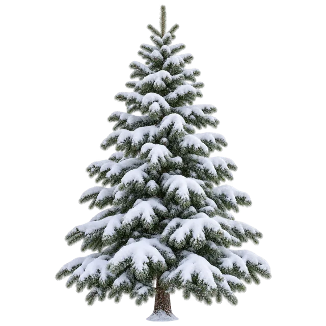 Evergreen fir with heavy white snow resting on layered branches