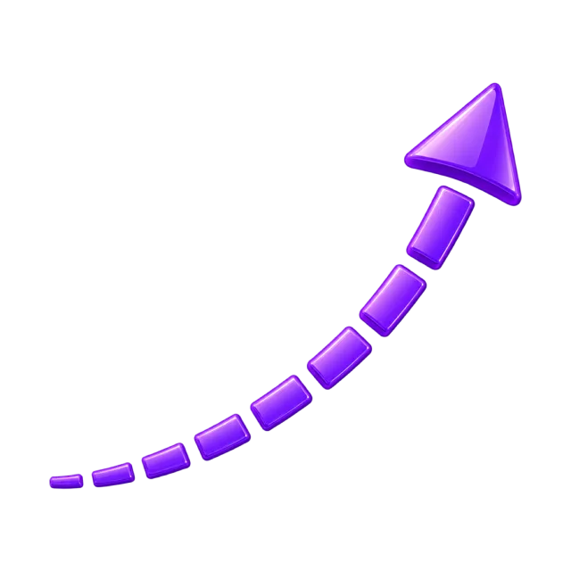 Curved path of purple blocks rising to an upward-right arrowhead