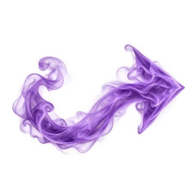 Wispy purple smoke curling into an arrow pointing toward the upper right