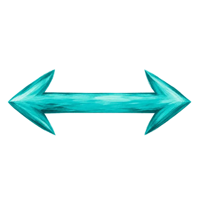 Turquoise-teal horizontal double-headed brush arrow on a transparent background
