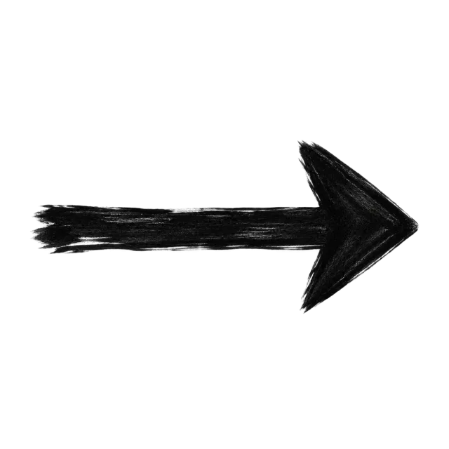 Black ink hand-sketched horizontal arrow pointing right on a transparent background