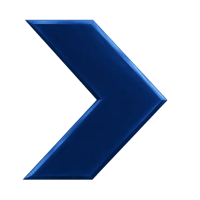Navy blue right-facing chevron with beveled edges on a transparent background