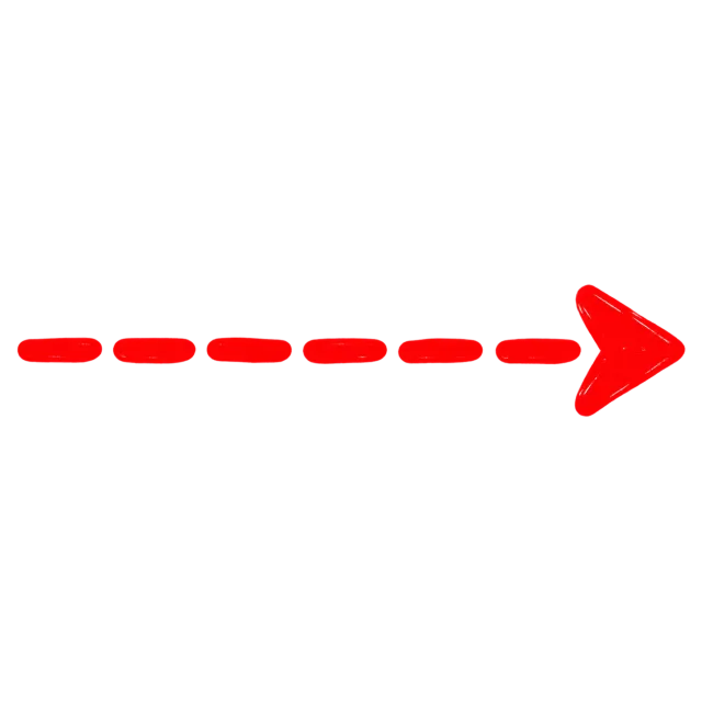 Red dashed horizontal arrow pointing right on a transparent background