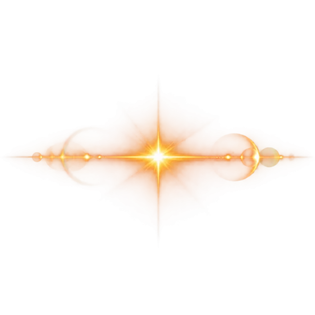 A bright golden star flare stretches into a horizontal light streak