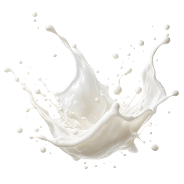 White liquid rises into a bowl-shaped splash with suspended droplets