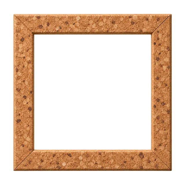 A simple square border has a warm brown cork-like texture