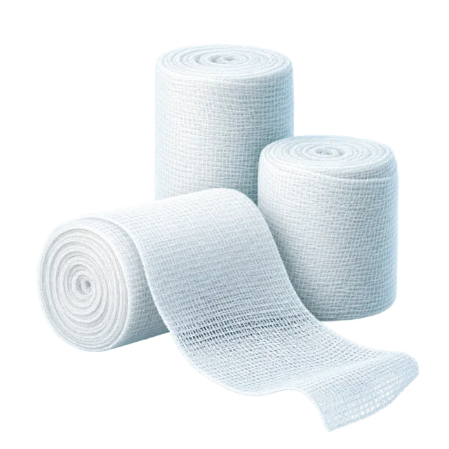 White bandage rolls include an unrolled strip