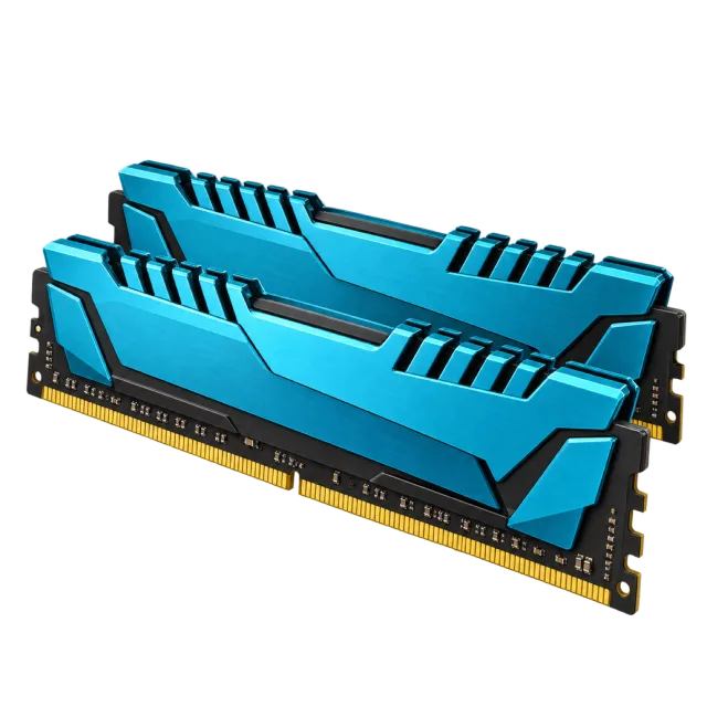 Three black and cyan memory modules overlap