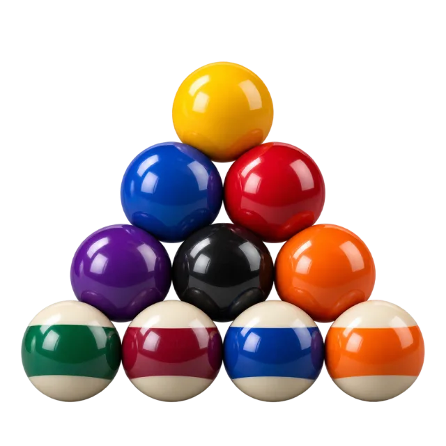 Colorful billiard balls form a triangular stack
