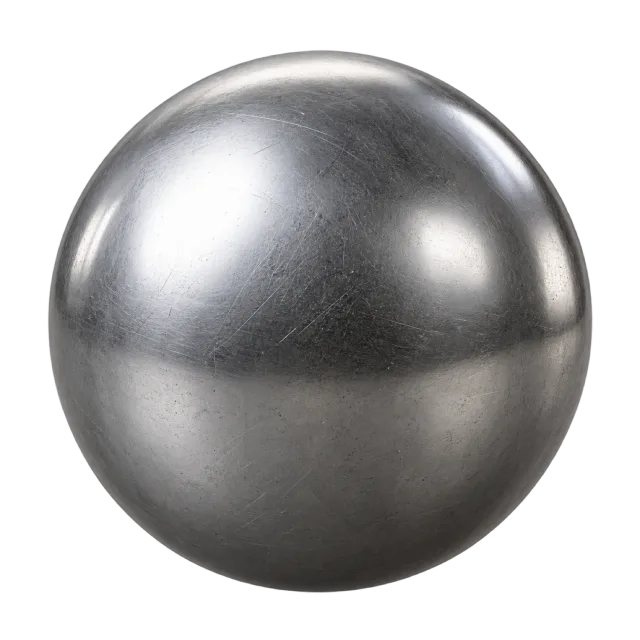 A smooth silver-colored shot-put ball catches highlights