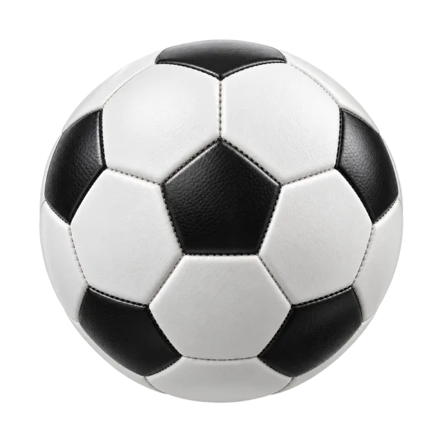 A classic soccer ball has black and white panels