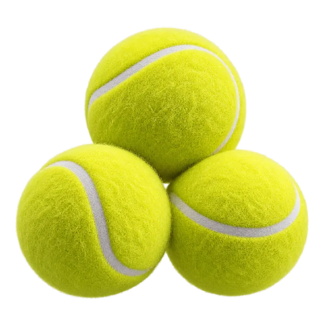 Three yellow tennis balls show white seams
