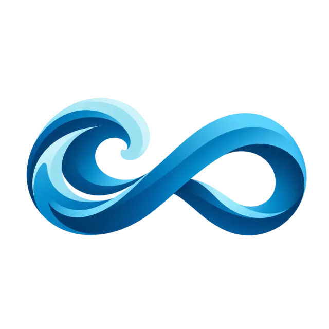 Blue wave shapes form an infinity symbol