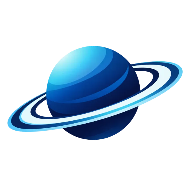 A blue planet has sweeping orbit rings