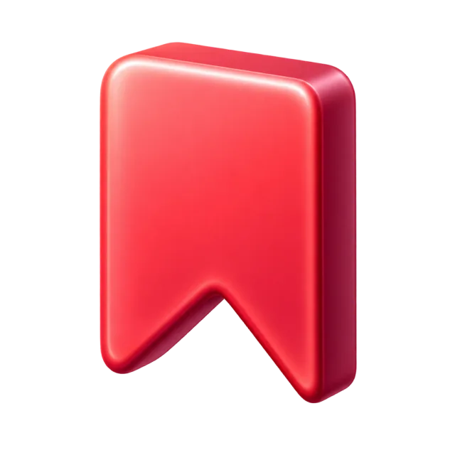 A red bookmark ribbon with a V-shaped notch at the bottom