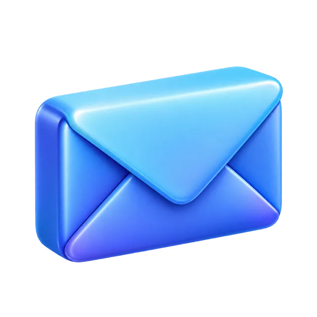 A blue closed envelope with folded triangular flaps