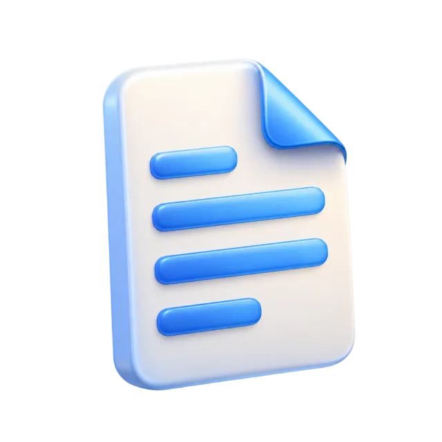 A white document page with blue lines and a folded blue corner