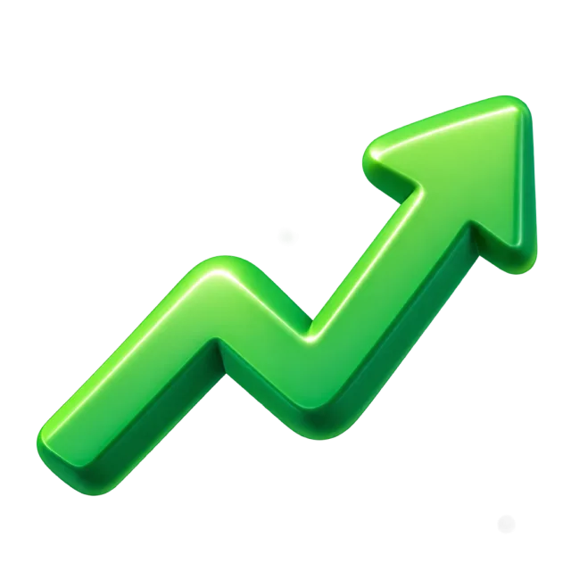 A green zigzag arrow pointing upward and to the right