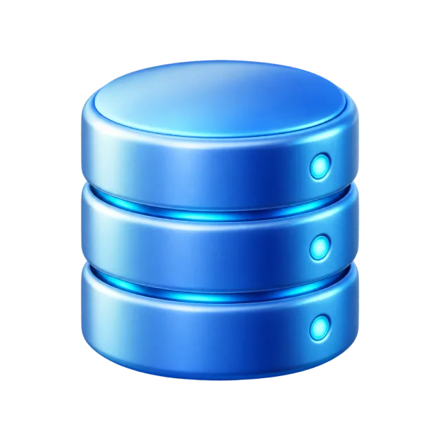 A blue database symbol made from three stacked cylindrical sections