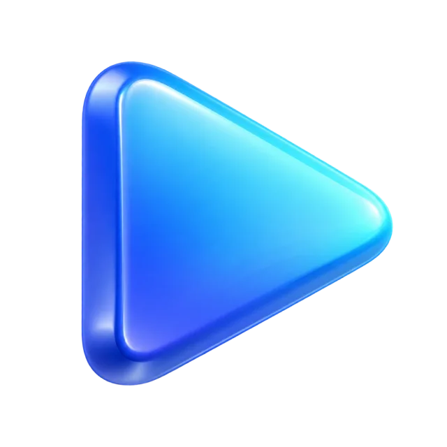 A rounded blue triangular play button pointing to the right