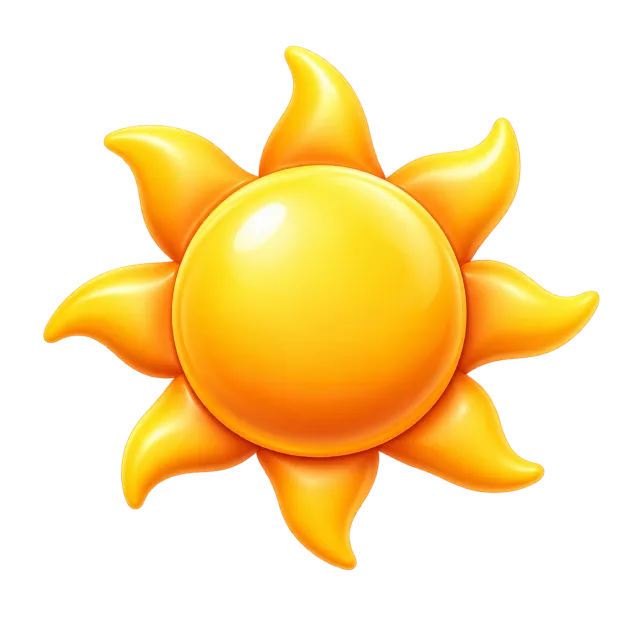 A golden sun with a rounded center and pointed rays