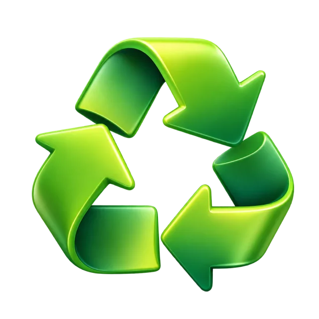 Three green curved arrows forming a triangular recycling loop