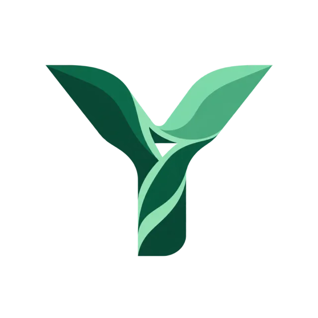 Branch-like green strokes form a Y with layered pale green accents