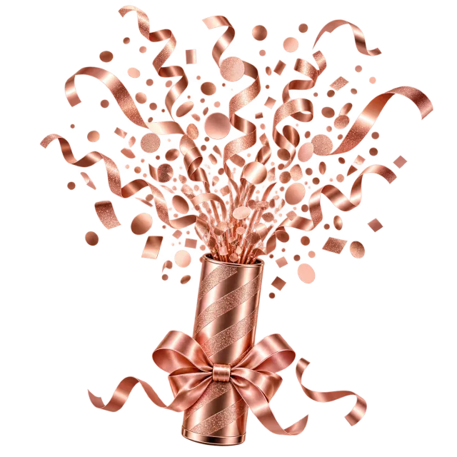 Rose gold confetti fountain
