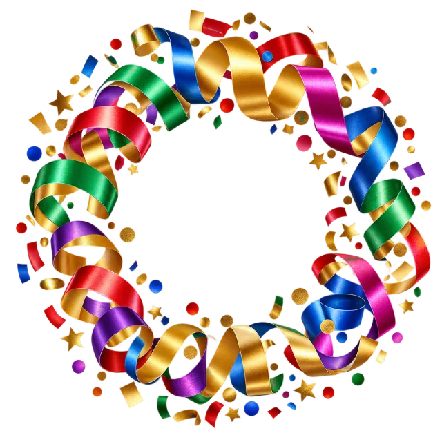 Colorful paper streamer swirl forming a celebratory circle